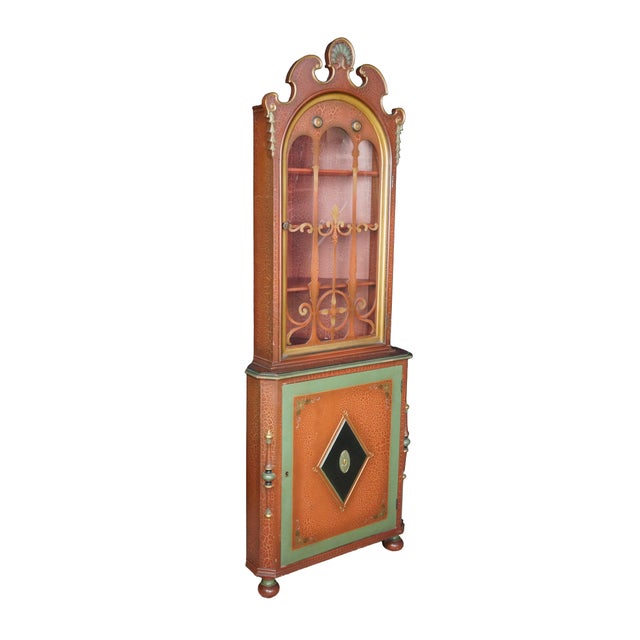 Victorian Antique 1930s Mechanics Furniture Corner Curio Display Cabinet Cupboard 72" For Sale - Image 3 of 18