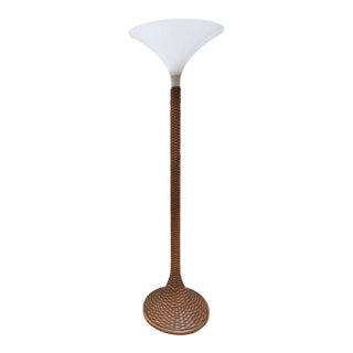 Wicker Floor Lamp French Mid Century Modern For Sale