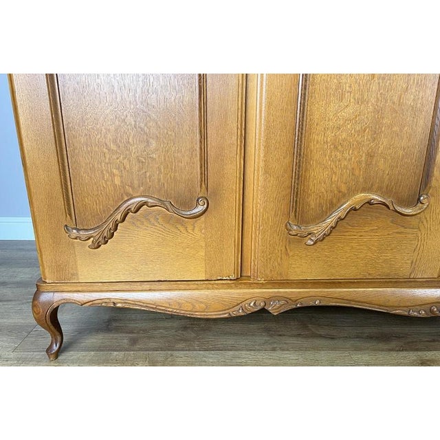 Vintage French Louis XVI Style Carved 4-Door Armoire For Sale - Image 10 of 13
