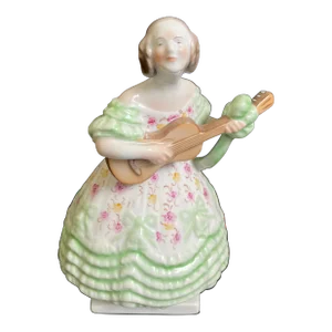 1964 Herend Hungary Porcelain Woman Playing Guitar Figurine