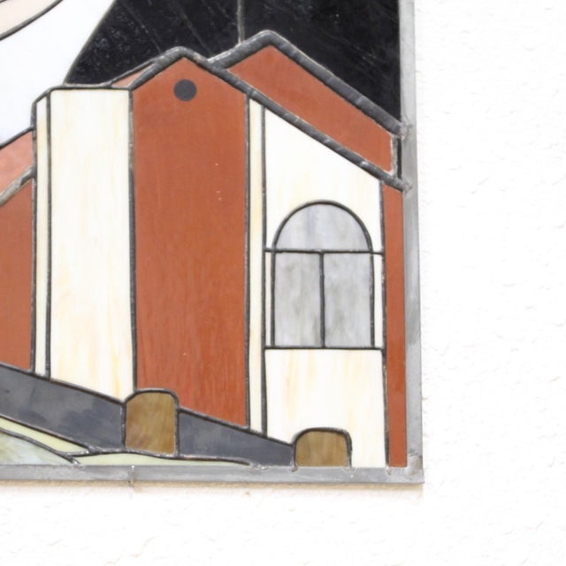 Mid-Century Modern Large 1970s Portrait of Man in Stained Glass For Sale - Image 3 of 6