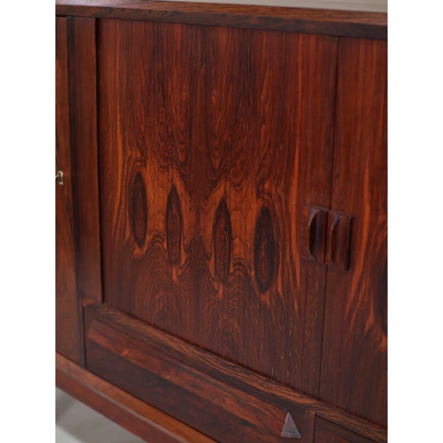 Danish Highboard with Bar and Tambour Doors in Kingwood, 1960s For Sale - Image 16 of 18