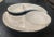 Mid-century modern, Yin and Yang shaped serving dishes in gold speckled ivory white. The set of 2 serving platters was...