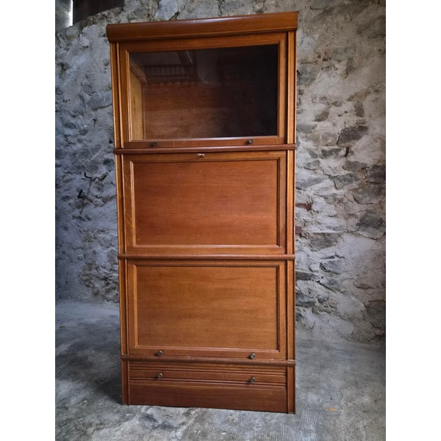 French Modular Oak Secretary Desk with Bookcase & Vitrine from Martin Dupuis, 1950s For Sale - Image 14 of 18