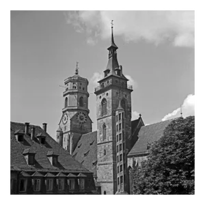 Belfries of Collegiate Church at Stuttgart, Germany, 1935