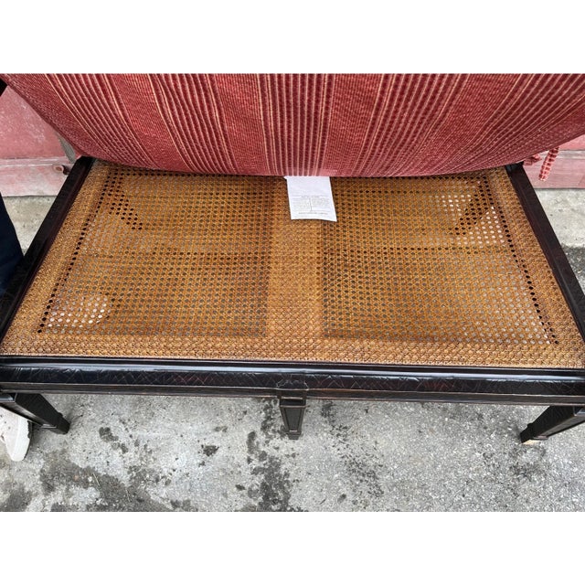 Vintage Baker Furniture Milling Road Sheraton Style Cane Settee/Bench For Sale In New York - Image 6 of 7