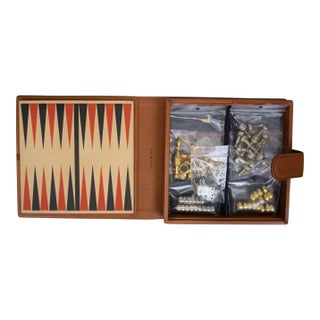 Brooks Brothers Leather Folding Backgammon & Chess Travel Board Game Set Made in Italy (Lnwot) For Sale