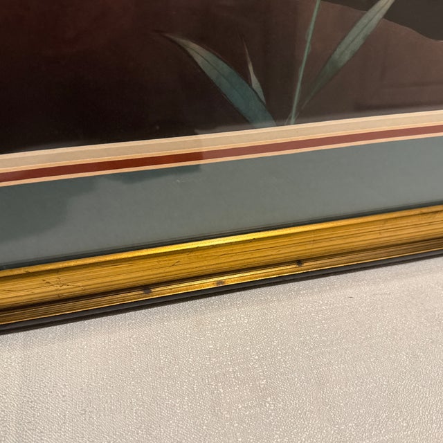 Late 20th Century Japanese Crane & Morning Glory Print by Turtle and Crane - Styled After James Mont & Tony Duquett For Sale In Mobile - Image 6 of 10