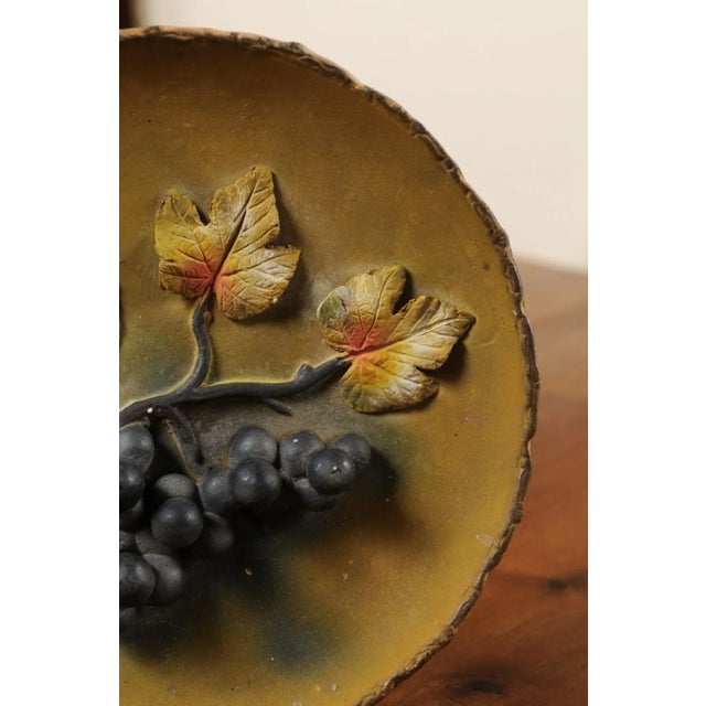 French 20th Century Wall Hanging Pottery Plate with Black Grapes Motifs For Sale In Atlanta - Image 6 of 11