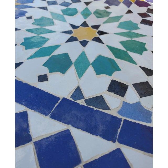 2020s 60" Moroccan Multi-Color Beldia Mosaic Table For Sale - Image 5 of 7