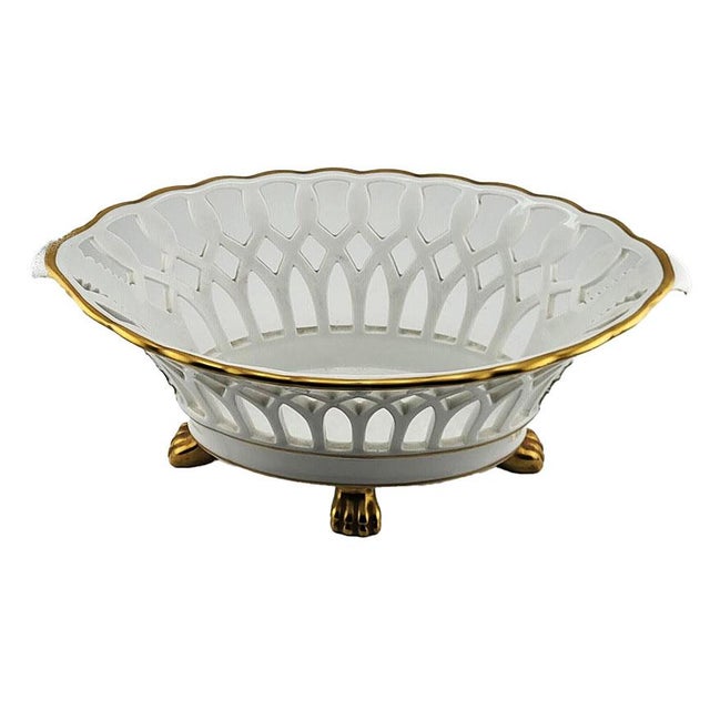 Vintage Vista Alegre White Porcelain Reticulated Parisian Style Bowl - Made in Portugal The White Reticulated Footed Bowl...