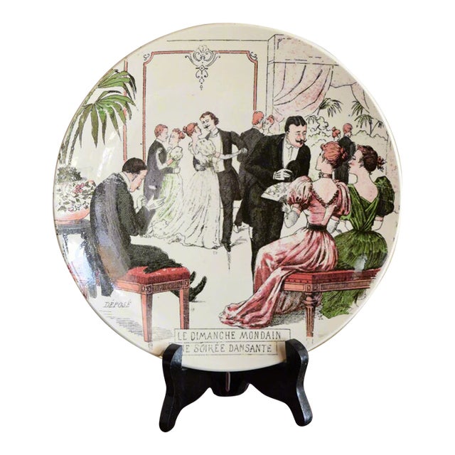 Boch Frères "Le Dimanche Mondain" Decorative Plate For Sale