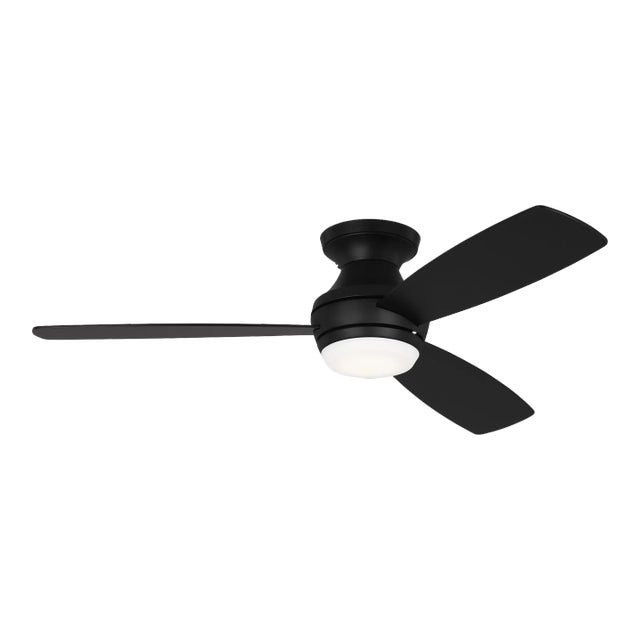 Visual Comfort Fan Ikon Hugger 52" LED Ceiling Fan in Midnight Black For Sale