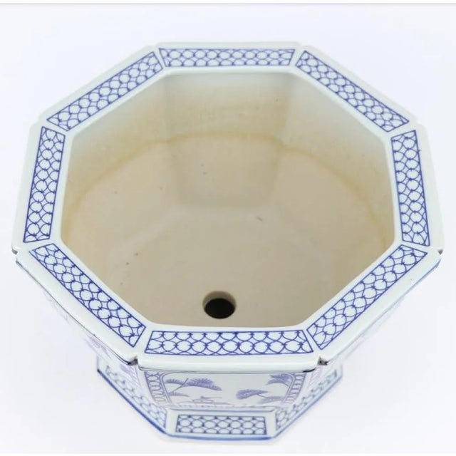Chinese Blue and White Village Scene Planter, Midsize For Sale - Image 3 of 4