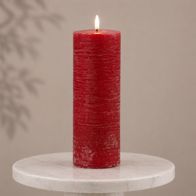 Modern FIA Wick Red Pillar Candle (Set of 2) For Sale - Image 3 of 5