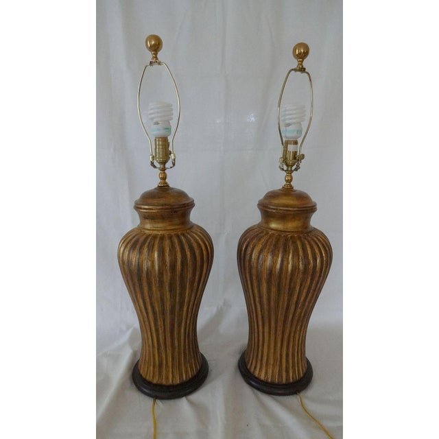 Florentine Finish Ginger Jar Shaped Lamps by Wildwood For Sale - Image 10 of 11