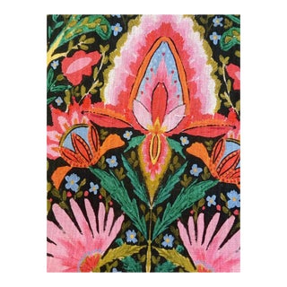 Mindthegap Susie Q Black/Green/Pink/Yellow Fabric Linen Fabric 1 1/2 Yards For Sale