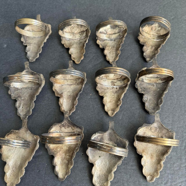 Grape Cluster Napkin Rings Antiqued Silver Tone Holiday Entertaining Set of 12 For Sale - Image 6 of 8