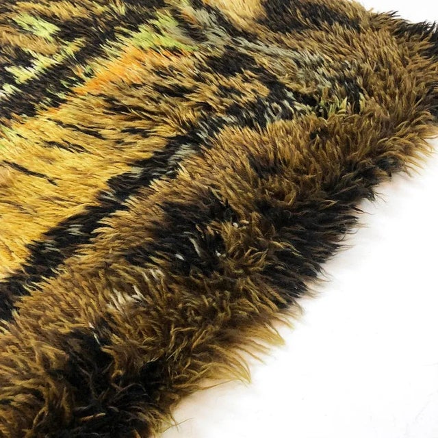 Scandinavian Abstract High Pile Rya Rug, Denmark, 1960s For Sale - Image 9 of 15