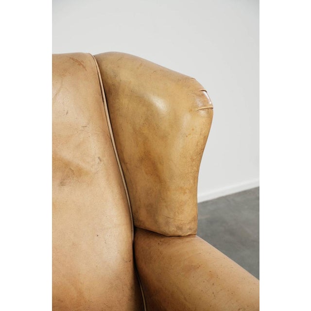 Wing Chair in Light Cowhide Leather For Sale - Image 9 of 14