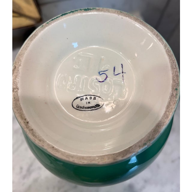 1930s 1930s Czechoslovakia Lostro Green Ceramic Pitcher For Sale - Image 5 of 5