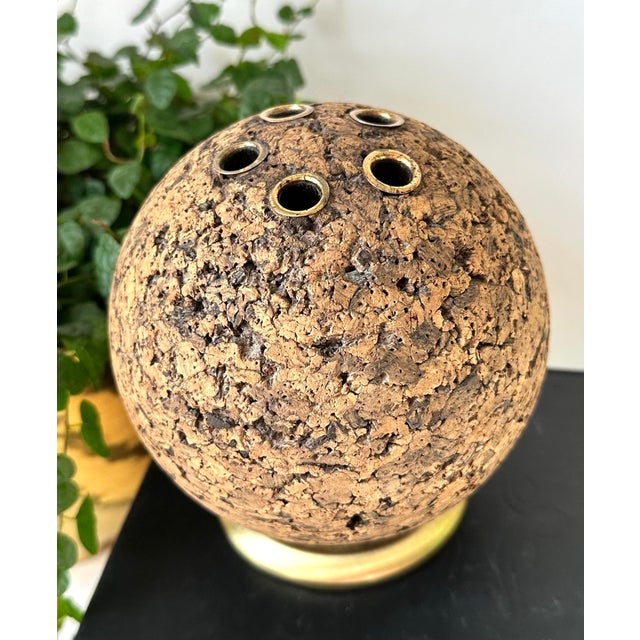 Mid Century Cork Ball Desk Organizer, MCM Rotating Pen Holder For Sale In Denver - Image 6 of 7