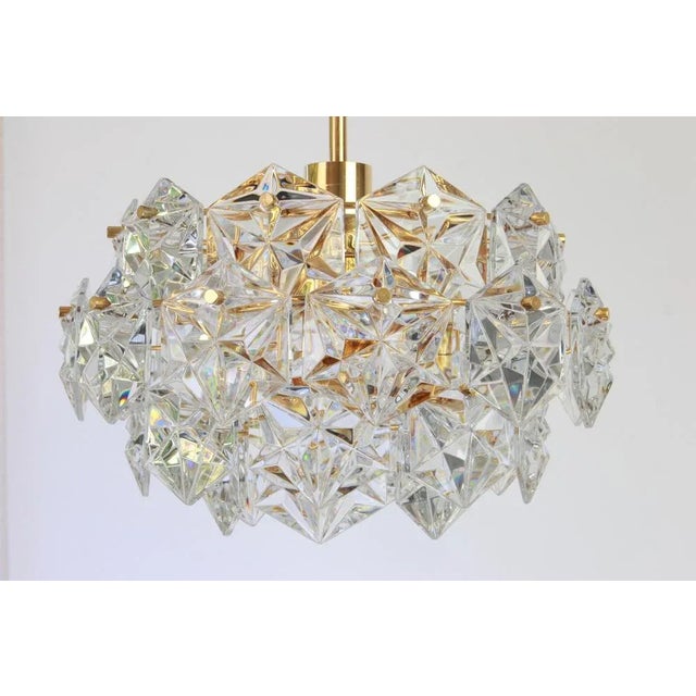 Kinkeldey Brass and Crystal Glass Chandelier by Kinkeldey, Germany, 1970 For Sale - Image 4 of 6