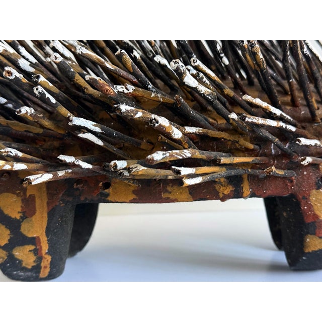 Australian Aboriginal Wood Sculpture with Ochre Echidna Bob Burruwal For Sale - Image 13 of 13