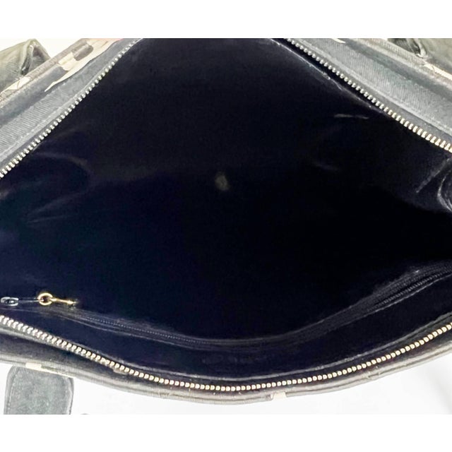 Contemporary Chanel Vintage White Logo Black Canvas Tote Bag For Sale - Image 3 of 5