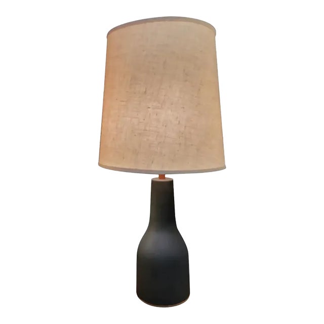 Gordon & Jane Martz Ceramic Table Lamp Matt Gray Glaze For Sale