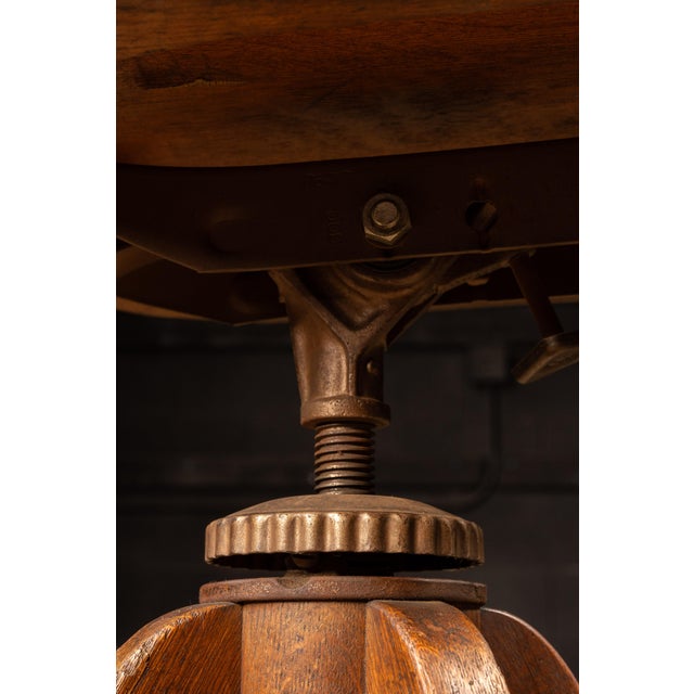 Sikes Oak Adjustable Swivel Stool, C. 1930s For Sale - Image 12 of 12