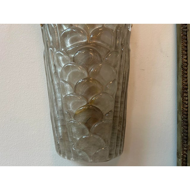 Mid-Century Modern Large Pair of Art Deco Style Murano Glass Sconces For Sale - Image 3 of 12