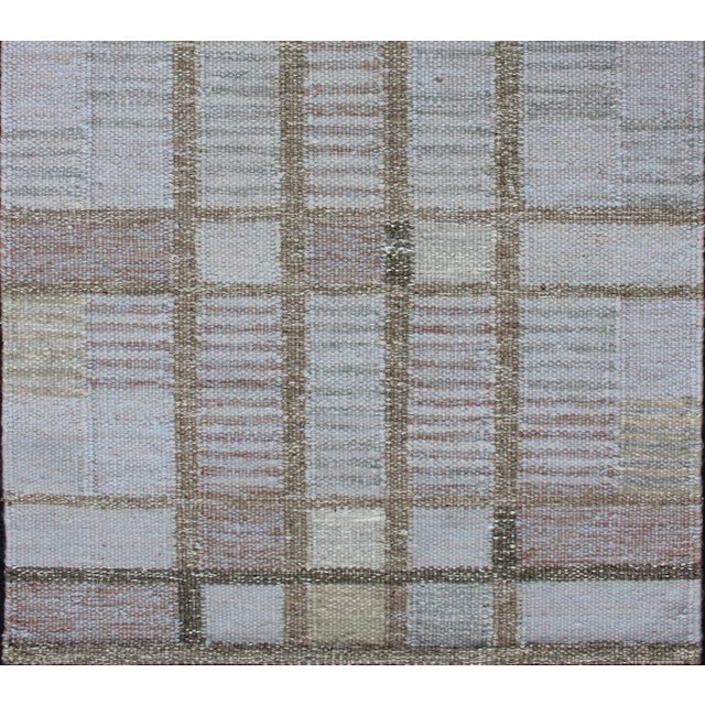 Gray Geometric Stripe Block Rug by Keivan Woven Arts, 3'0 X 5'0 For Sale - Image 4 of 10
