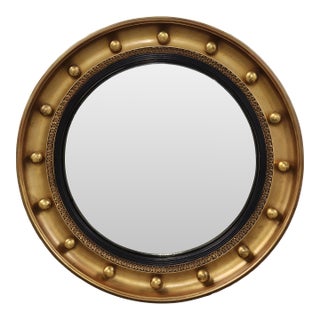 Vintage Convex Bullseye Giltwood Mirror For Sale