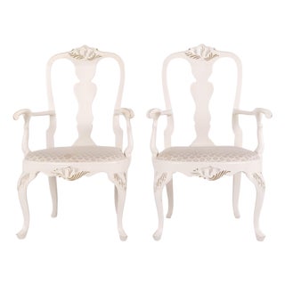 Vintage Chairs in Neo Rococo Style and Painted in White, 1920s, Set of 2 For Sale
