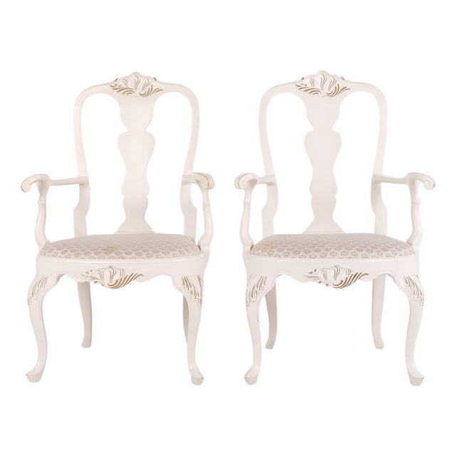 Vintage Chairs in Neo Rococo Style and Painted in White, 1920s, Set of 2 For Sale