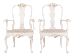 Vintage Chairs in Neo Rococo Style and Painted in White, 1920s, Set of 2