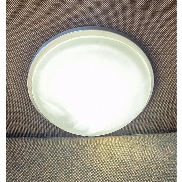 2000 - 2009 Vintage Ceiling Lamp with Stainless Steel Frame and White Mottled Glass Shade by Putzler, 2000s For Sale - Image 5 of 9