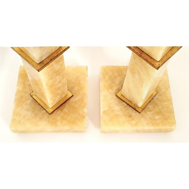 Late 20th Century Lamp Pair Italian Rialto Marble For Sale - Image 5 of 11