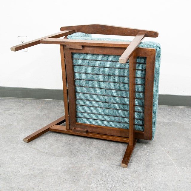 1960s Mid Century Danish Modern Lounge Chair Armchair Blue Aqua Arms MCM Denmark Japan For Sale - Image 5 of 12