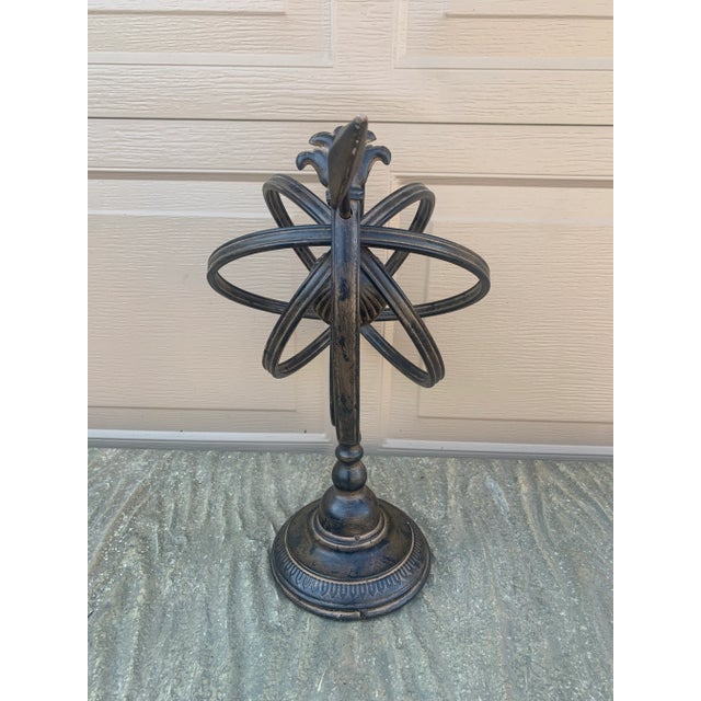 Gray Vintage French Country Iron Garden Armillary Sundial, Classic English Garden Decor For Sale - Image 8 of 10