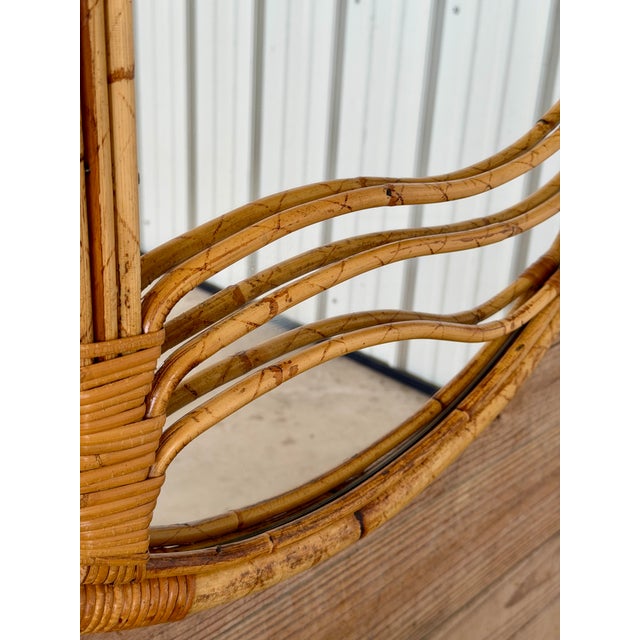 Wood 1960s Italian Rattan and Bamboo Round Mirror for Raymor For Sale - Image 7 of 12