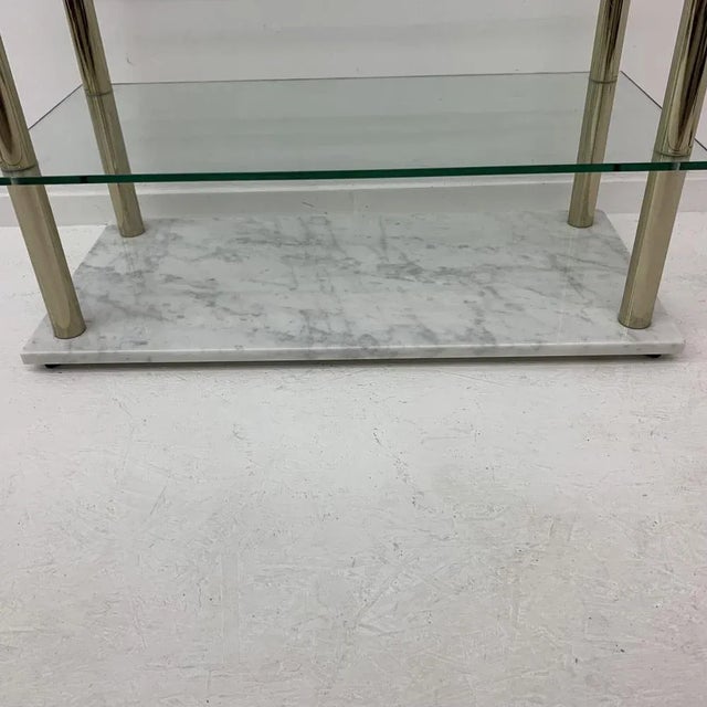 Glass Hollywood Regency Marble and Glass Cabinet , 1970s For Sale - Image 7 of 9