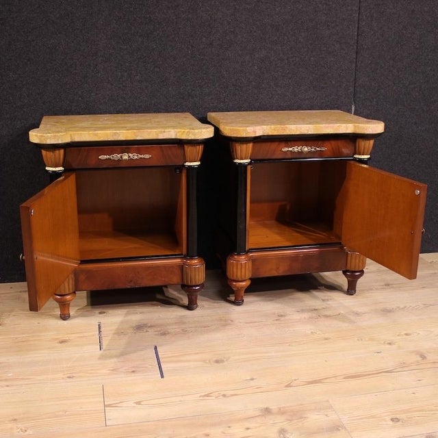 20th-Century Italian Bedside Tables with Marble Top, 1970s, Set of 2 For Sale - Image 12 of 13