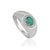 Contemporary Emerald & Diamond Halo Statement Cocktail Ring in Sterling Silver, Size 6 For Sale - Image 3 of 12