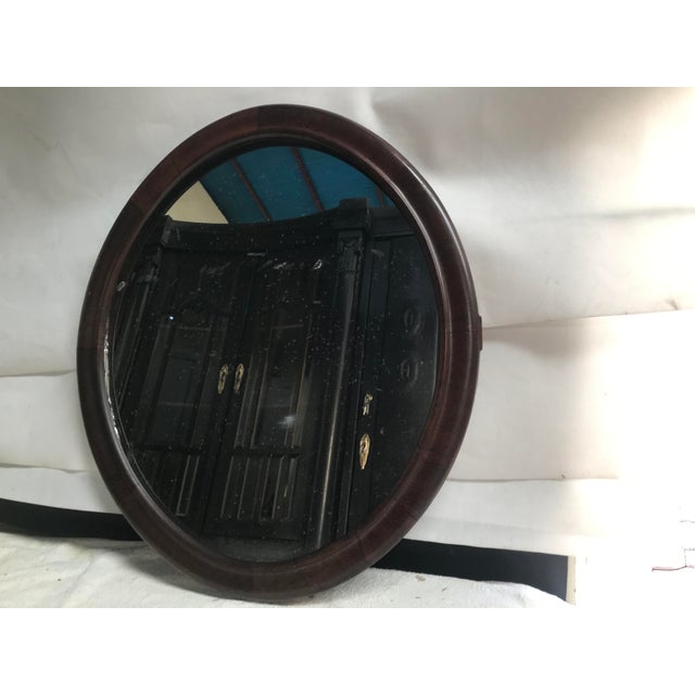 Wood Oval Mirror in a Mahogany Frame For Sale - Image 7 of 18