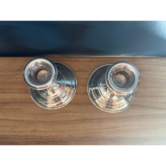 American Pair of Vintage Weighted Sterling Silver Candlesticks For Sale - Image 3 of 8
