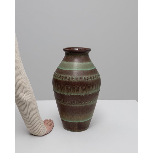 Mid-Century Modern 20th Century German Mid-Century Modern Gray and Brown Ceramic Vase For Sale - Image 3 of 18