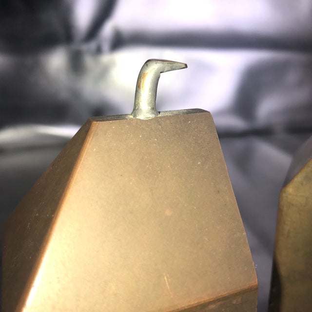 Metal Vintage Matched 5 Pound Copper Scale Weights Geometric Bookends- Set of 2 For Sale - Image 7 of 11