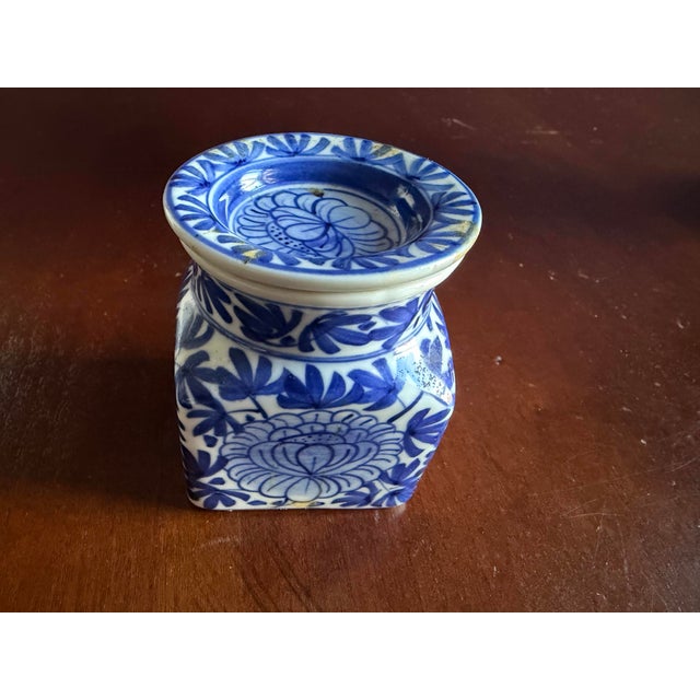 Blue and White Ink Pot From Thailand For Sale In Chicago - Image 6 of 9